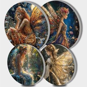 Girl Fairy Butterfly Wings Round Burner Covers Craft Metal NEW